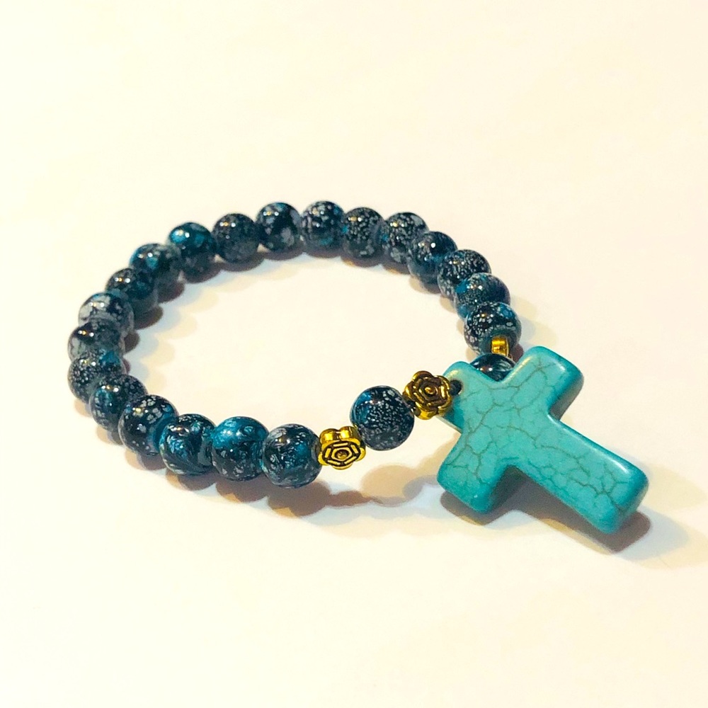 Blue bracelet with cross